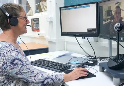 Dr Libby Prenton tests virtual consult set up