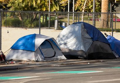 Tents by the side of the road